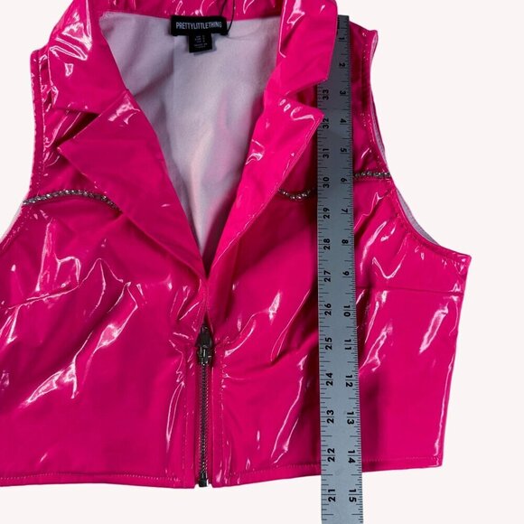 Pretty Little Thing Pink Cowgirl Size S‎ Sexy Bling Latex Party Rave Costume - Picture 12 of 16